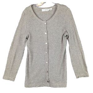 A-Line Anne Klein Button Front Sweater Cardigan Knit Preppy Fall Womens L‎ Gray